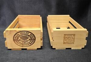 Vintage Napa Valley Cassette Wooden Storage Holds 12 Tapes - Set of 2
